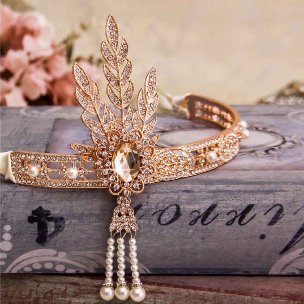 1920 crystal and Pearl Head Piece